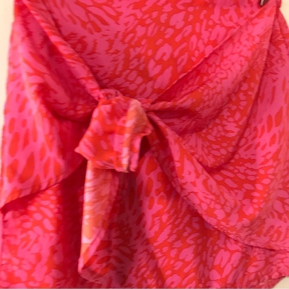 Vici neon pink animal print front tie mini skirt size M - Picture 6 of 9